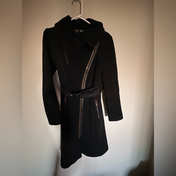 Mackage Black Trench Coat with Belt - Picture 4 of 13